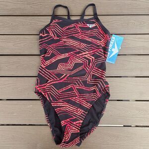 TYR The Finals Women MAIZE  Swimsuit Butterfly Back Red 1 Piece- Size 34 New